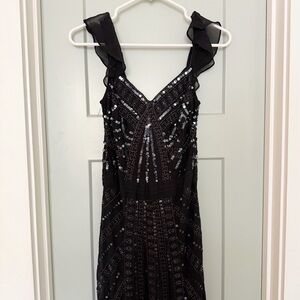 Laura Ashley Gatsby Sequin Maxi Dress 4 Silk Embroidered Boho Art Deco Twenties